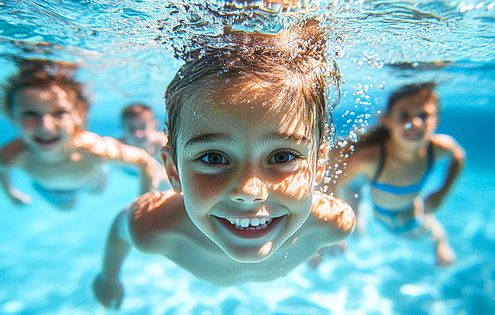 Kids having fun in the pool